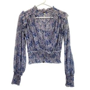 Free People Lavender Floral Ruffle Blouse. Size S/P